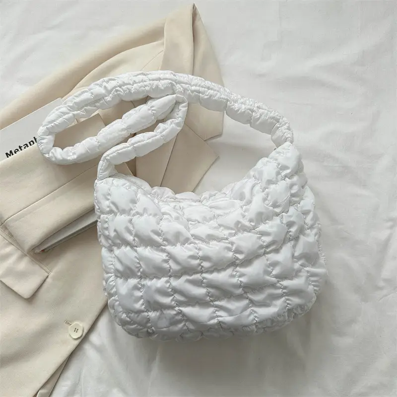 Black Pleated Bubble Shoulder Bag for Women - Image 6