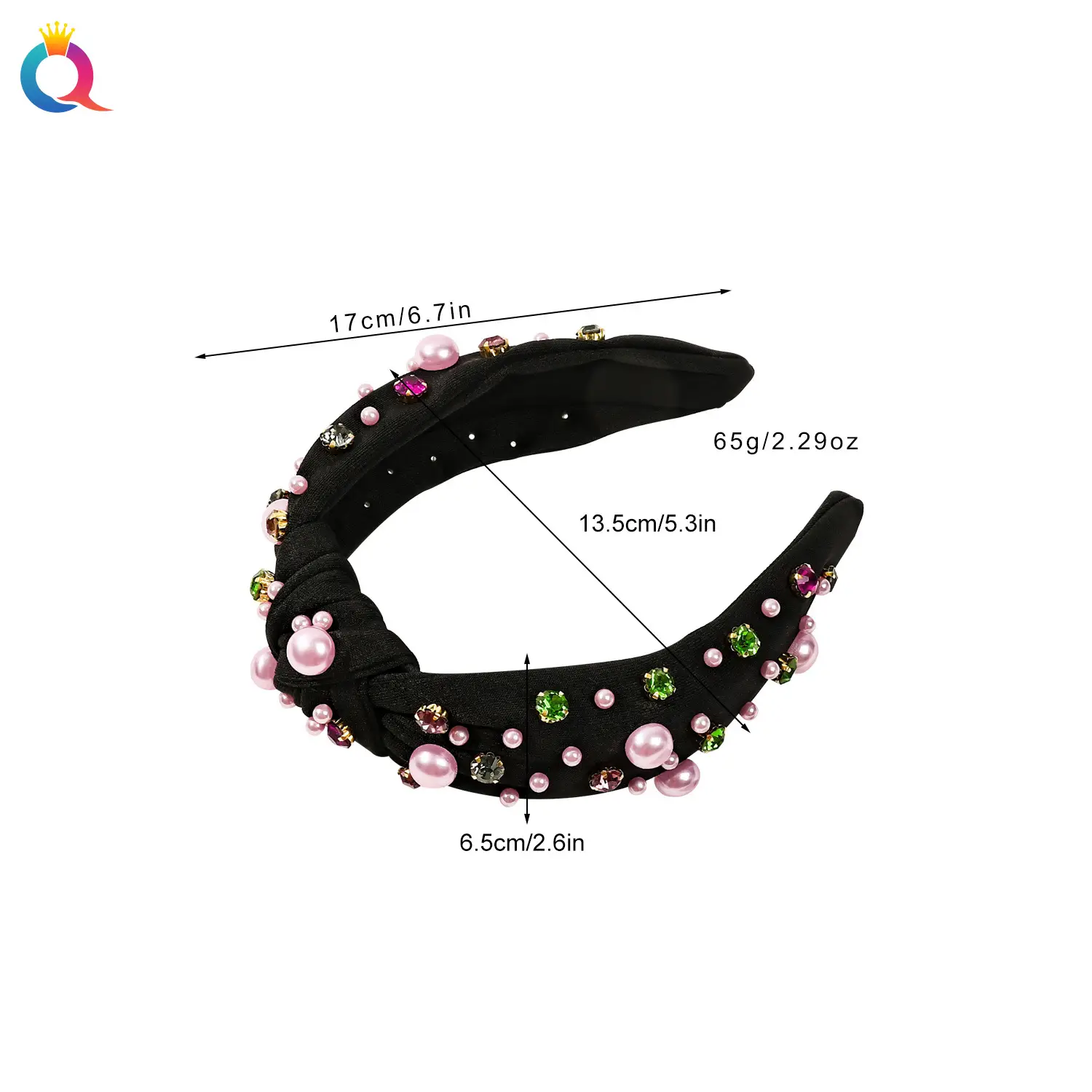 Black Rhinestone Pearl Skull Top Headband for Women — feature 22