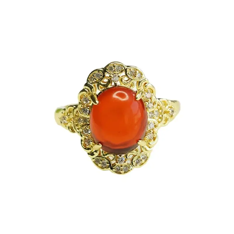 Aiyu Natural Amber Court Style Ring Blood Amber - Image 5