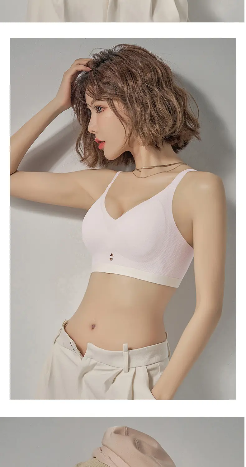 Women's White Cup Push Up Bra with Hollow Design — feature 24