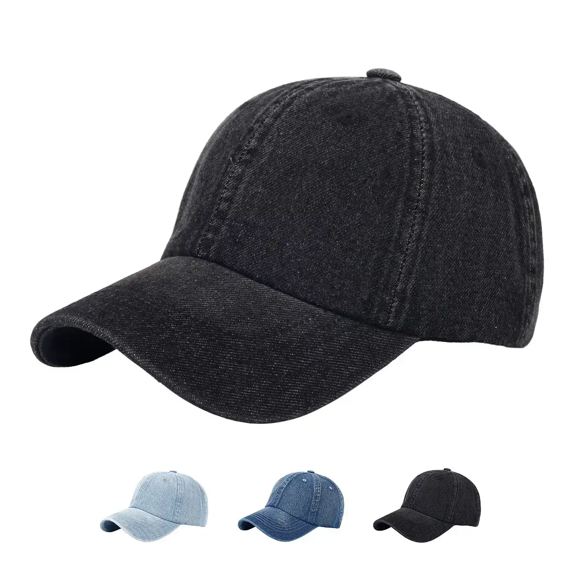 Denim Peaked Cap Women Men Sun Protection 54.5cm — feature 5