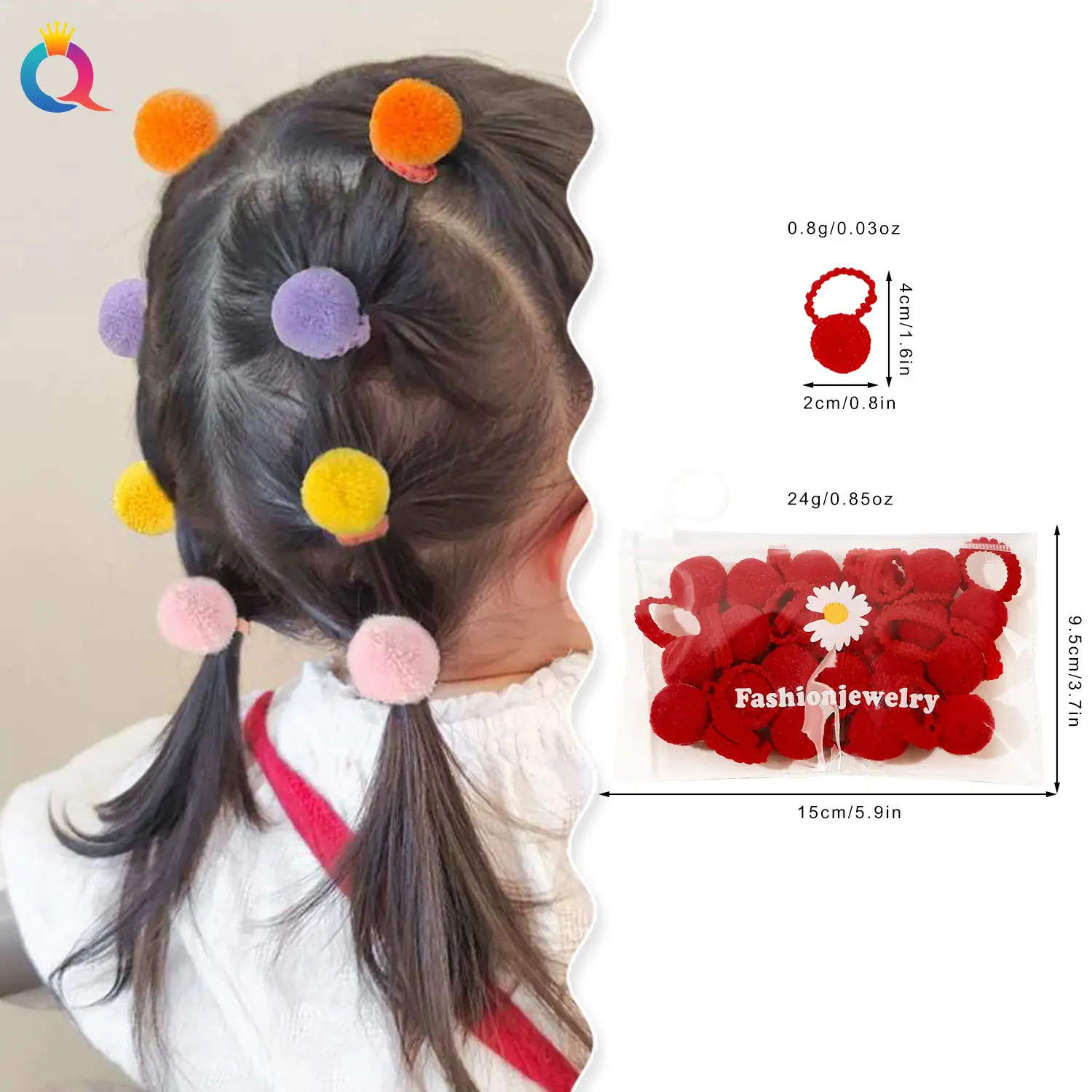 Qiyue Cross-Border Hair Balls for Girls 20pcs Small Rubber Bands - Image 3