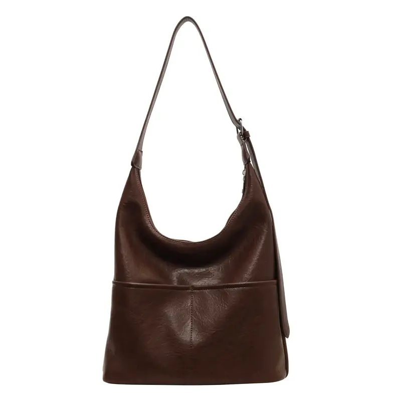 Large Capacity Soft Leather Shoulder Bag Brown 2023