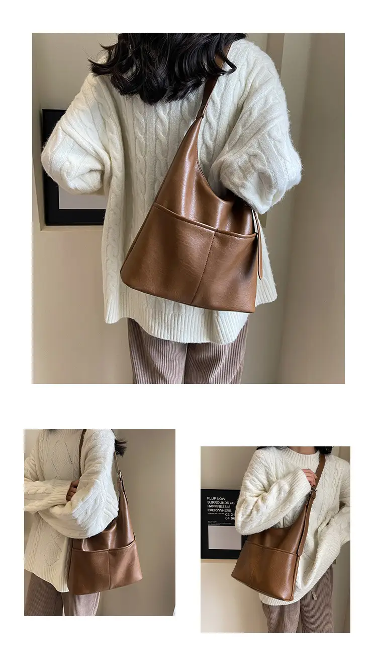 Large Capacity Soft Leather Shoulder Bag Brown 2023 — feature 11