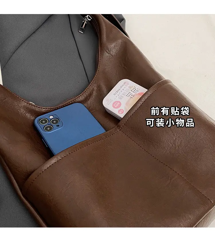 Large Capacity Soft Leather Shoulder Bag Brown 2023 — feature 5
