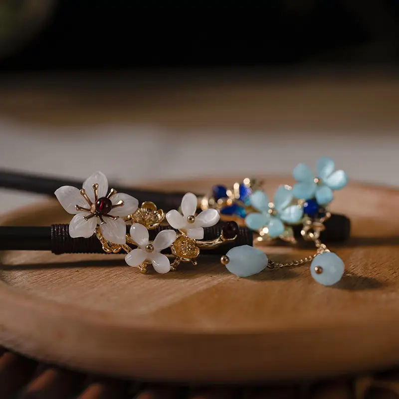 Fictional Hairpin Tassel Step Wooden Hairpin Imitation Ebony Headwear Disc Hair Han Clothes Accessories Hair-pulled Ancient Clothes Hair Women - Image 88