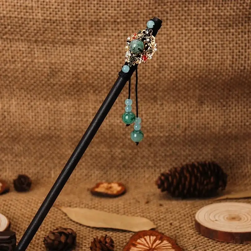 Fictional Hairpin Tassel Step Wooden Hairpin Imitation Ebony Headwear Disc Hair Han Clothes Accessories Hair-pulled Ancient Clothes Hair Women - Image 29
