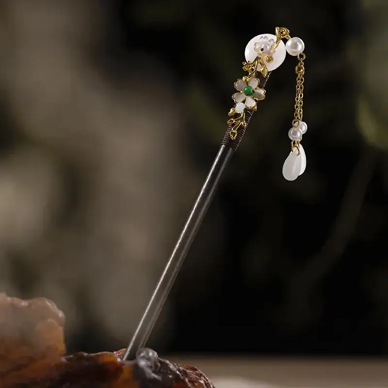 Fictional Hairpin Tassel Step Wooden Hairpin Imitation Ebony Headwear Disc Hair Han Clothes Accessories Hair-pulled Ancient Clothes Hair Women - Image 3