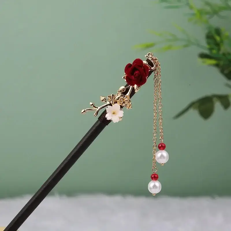 Fictional Hairpin Tassel Step Wooden Hairpin Imitation Ebony Headwear Disc Hair Han Clothes Accessories Hair-pulled Ancient Clothes Hair Women - Image 31