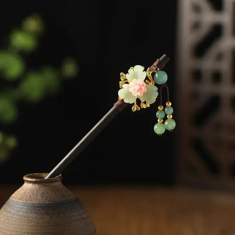 Fictional Hairpin Tassel Step Wooden Hairpin Imitation Ebony Headwear Disc Hair Han Clothes Accessories Hair-pulled Ancient Clothes Hair Women - Image 36