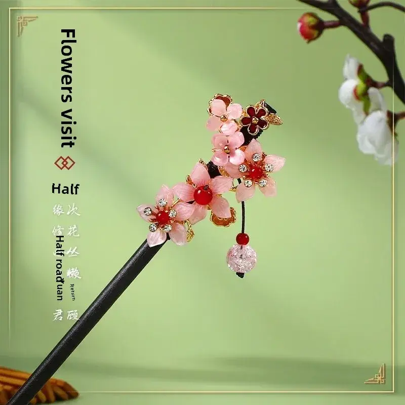 Fictional Hairpin Tassel Step Wooden Hairpin Imitation Ebony Headwear Disc Hair Han Clothes Accessories Hair-pulled Ancient Clothes Hair Women - Image 4