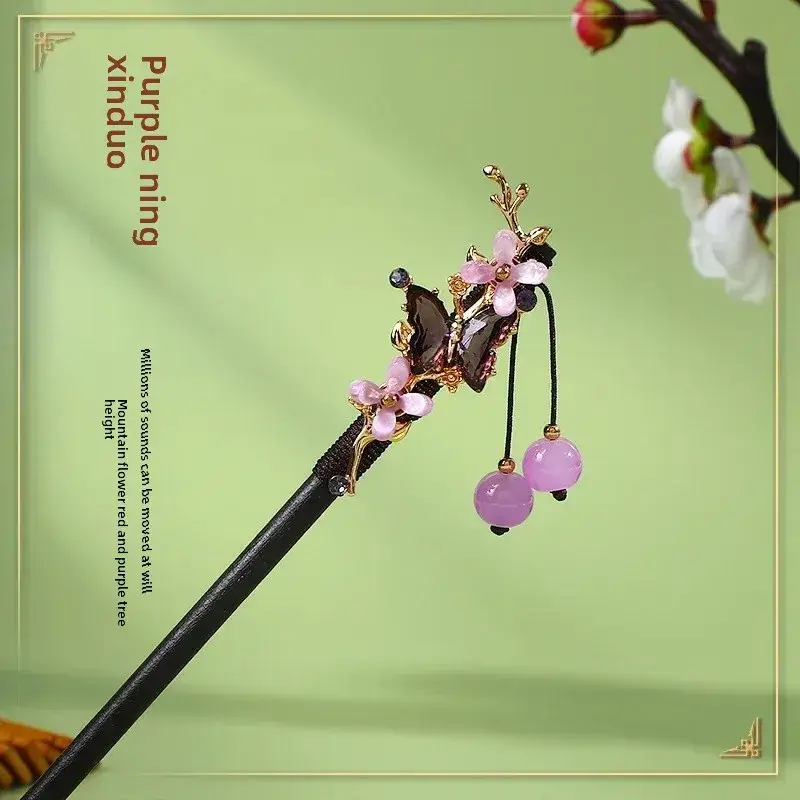Fictional Hairpin Tassel Step Wooden Hairpin Imitation Ebony Headwear Disc Hair Han Clothes Accessories Hair-pulled Ancient Clothes Hair Women - Image 40
