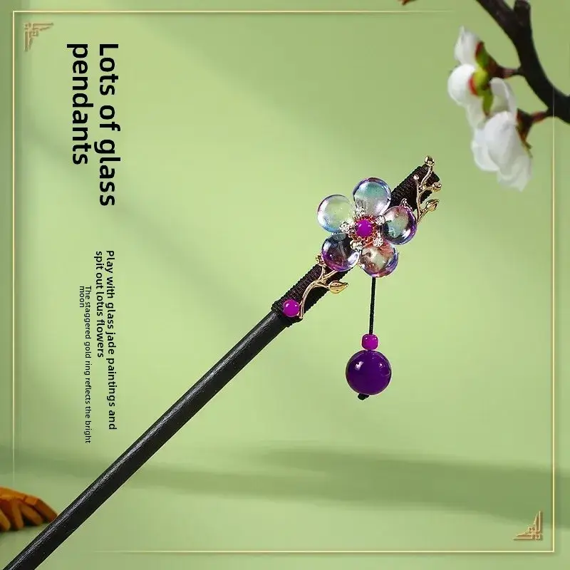 Fictional Hairpin Tassel Step Wooden Hairpin Imitation Ebony Headwear Disc Hair Han Clothes Accessories Hair-pulled Ancient Clothes Hair Women - Image 44