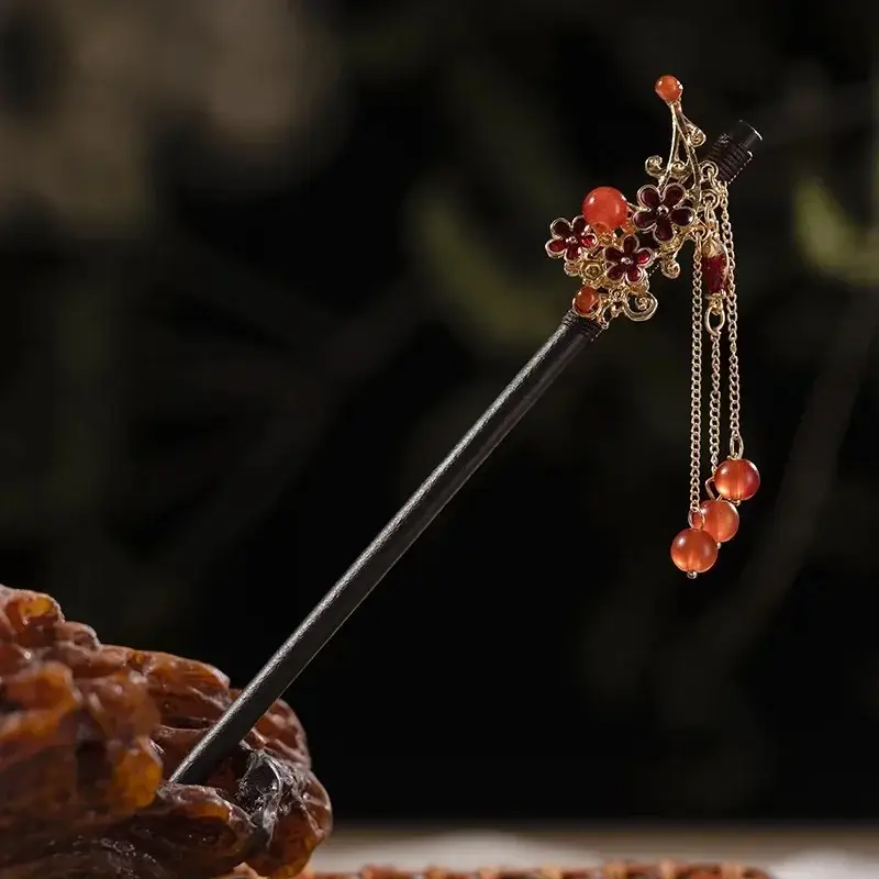 Fictional Hairpin Tassel Step Wooden Hairpin Imitation Ebony Headwear Disc Hair Han Clothes Accessories Hair-pulled Ancient Clothes Hair Women - Image 51