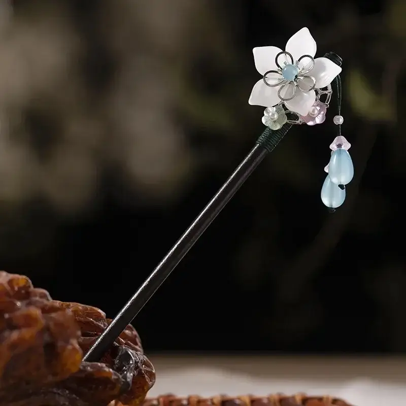 Fictional Hairpin Tassel Step Wooden Hairpin Imitation Ebony Headwear Disc Hair Han Clothes Accessories Hair-pulled Ancient Clothes Hair Women - Image 59