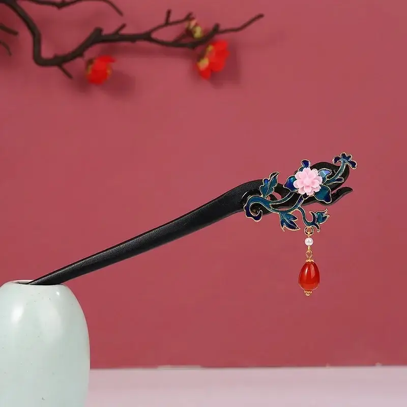 Fictional Hairpin Tassel Step Wooden Hairpin Imitation Ebony Headwear Disc Hair Han Clothes Accessories Hair-pulled Ancient Clothes Hair Women - Image 66