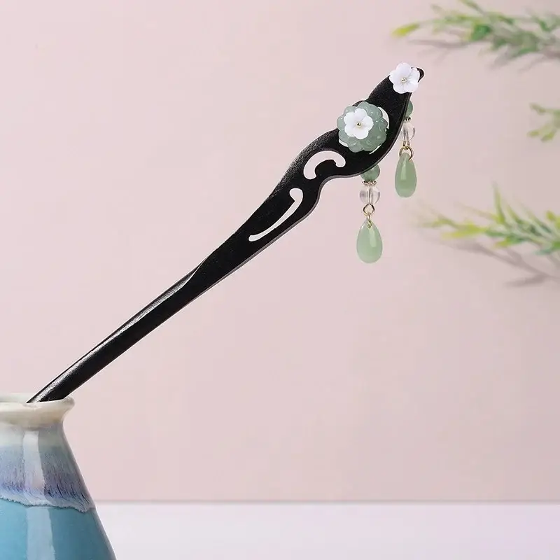Fictional Hairpin Tassel Step Wooden Hairpin Imitation Ebony Headwear Disc Hair Han Clothes Accessories Hair-pulled Ancient Clothes Hair Women - Image 68