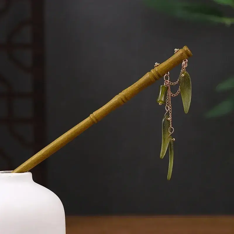 Fictional Hairpin Tassel Step Wooden Hairpin Imitation Ebony Headwear Disc Hair Han Clothes Accessories Hair-pulled Ancient Clothes Hair Women - Image 75