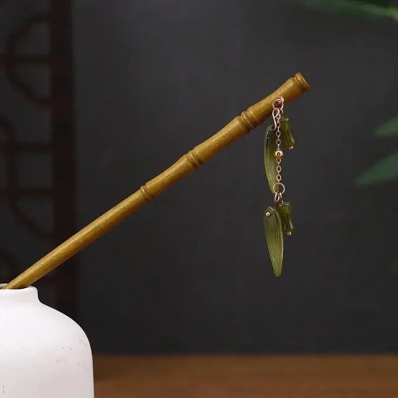 Fictional Hairpin Tassel Step Wooden Hairpin Imitation Ebony Headwear Disc Hair Han Clothes Accessories Hair-pulled Ancient Clothes Hair Women - Image 77