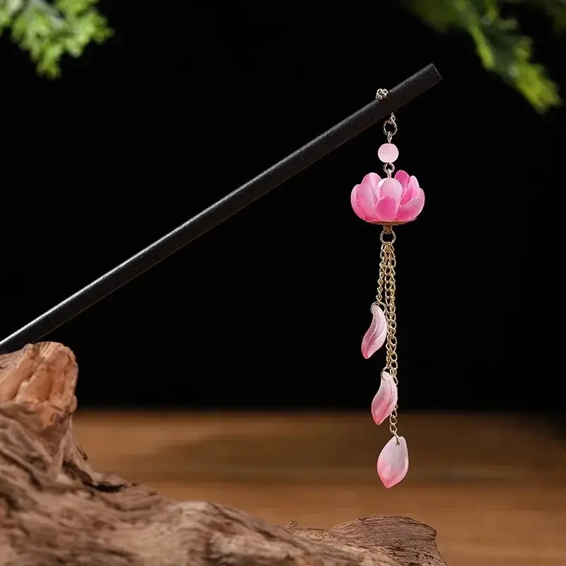 Fictional Hairpin Tassel Step Wooden Hairpin Imitation Ebony Headwear Disc Hair Han Clothes Accessories Hair-pulled Ancient Clothes Hair Women - Image 78