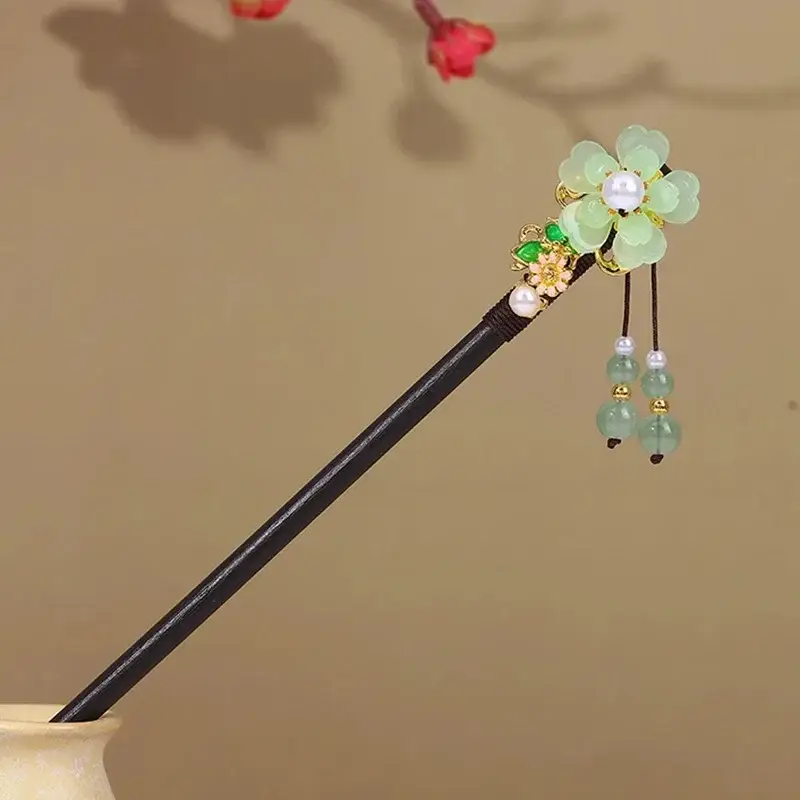 Fictional Hairpin Tassel Step Wooden Hairpin Imitation Ebony Headwear Disc Hair Han Clothes Accessories Hair-pulled Ancient Clothes Hair Women - Image 80