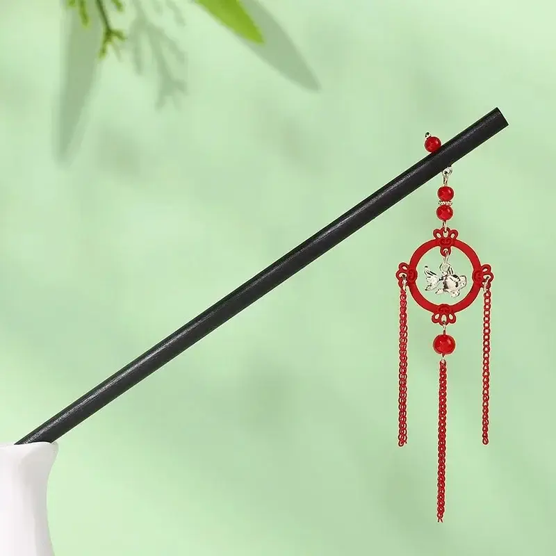 Fictional Hairpin Tassel Step Wooden Hairpin Imitation Ebony Headwear Disc Hair Han Clothes Accessories Hair-pulled Ancient Clothes Hair Women - Image 85