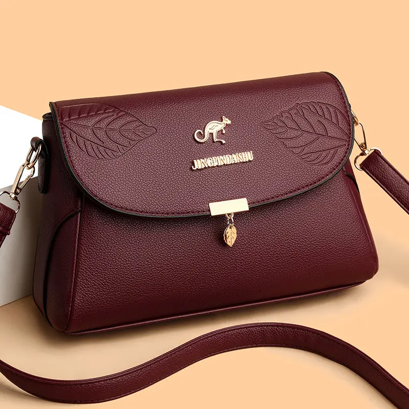 Black Embossed Leather Crossbody Bag for Women - Image 11