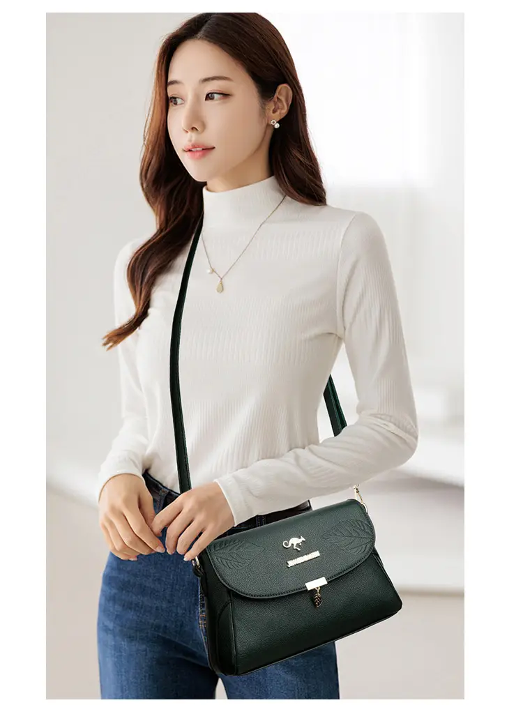 Black Embossed Leather Crossbody Bag for Women — feature 14
