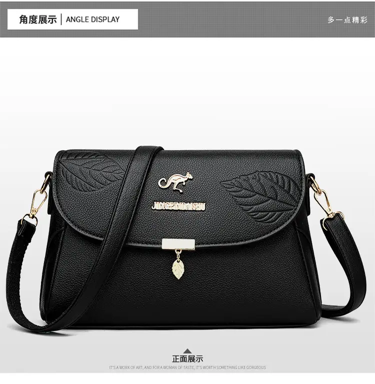 Black Embossed Leather Crossbody Bag for Women — feature 16