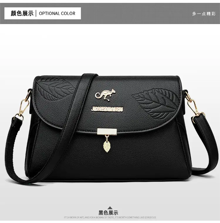 Black Embossed Leather Crossbody Bag for Women — feature 22