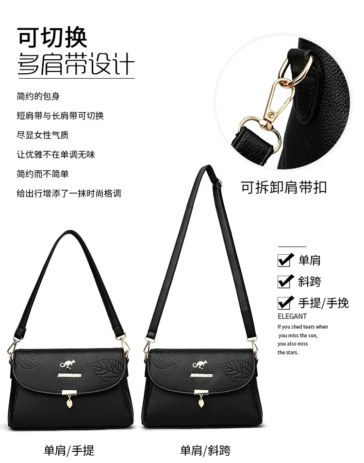 Black Embossed Leather Crossbody Bag for Women — feature 6