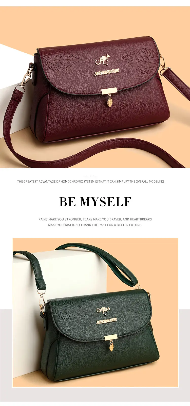 Black Embossed Leather Crossbody Bag for Women — feature 8