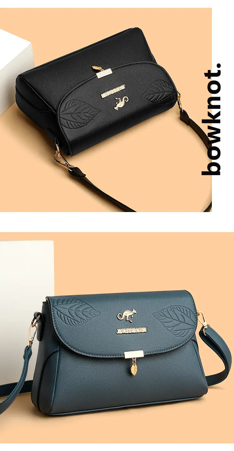 Black Embossed Leather Crossbody Bag for Women — feature 9