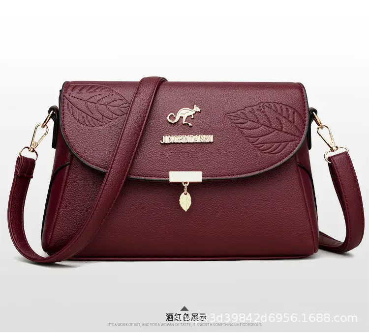 Black Embossed Leather Crossbody Bag for Women - Image 2