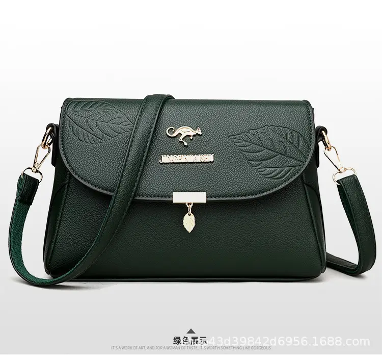 Black Embossed Leather Crossbody Bag for Women - Image 3