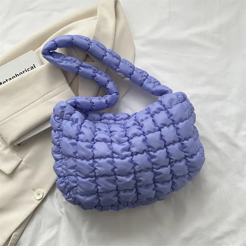 Blue Quilted Shoulder Bag for Women 2023 - Image 4