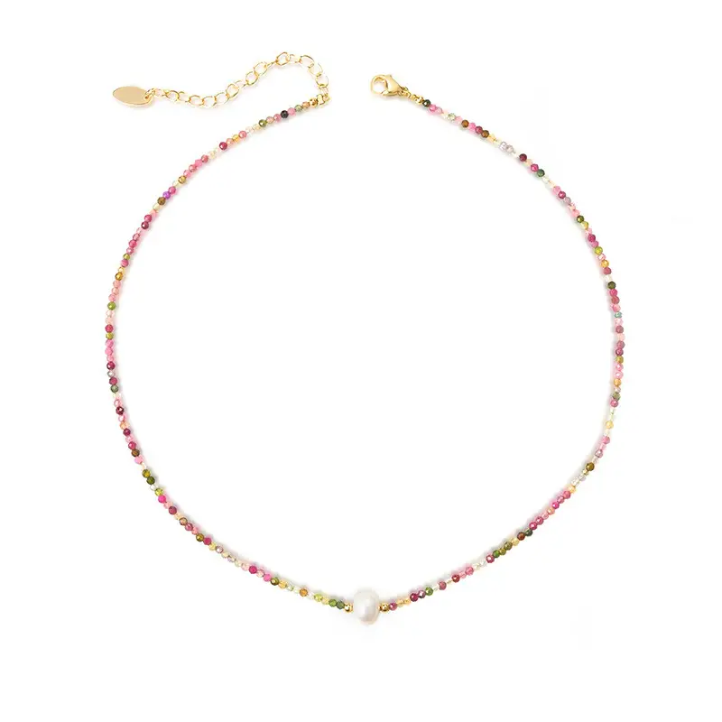 Women's Natural Pearl Tourmaline Neck Chain with Adjustable Clasp - Image 5