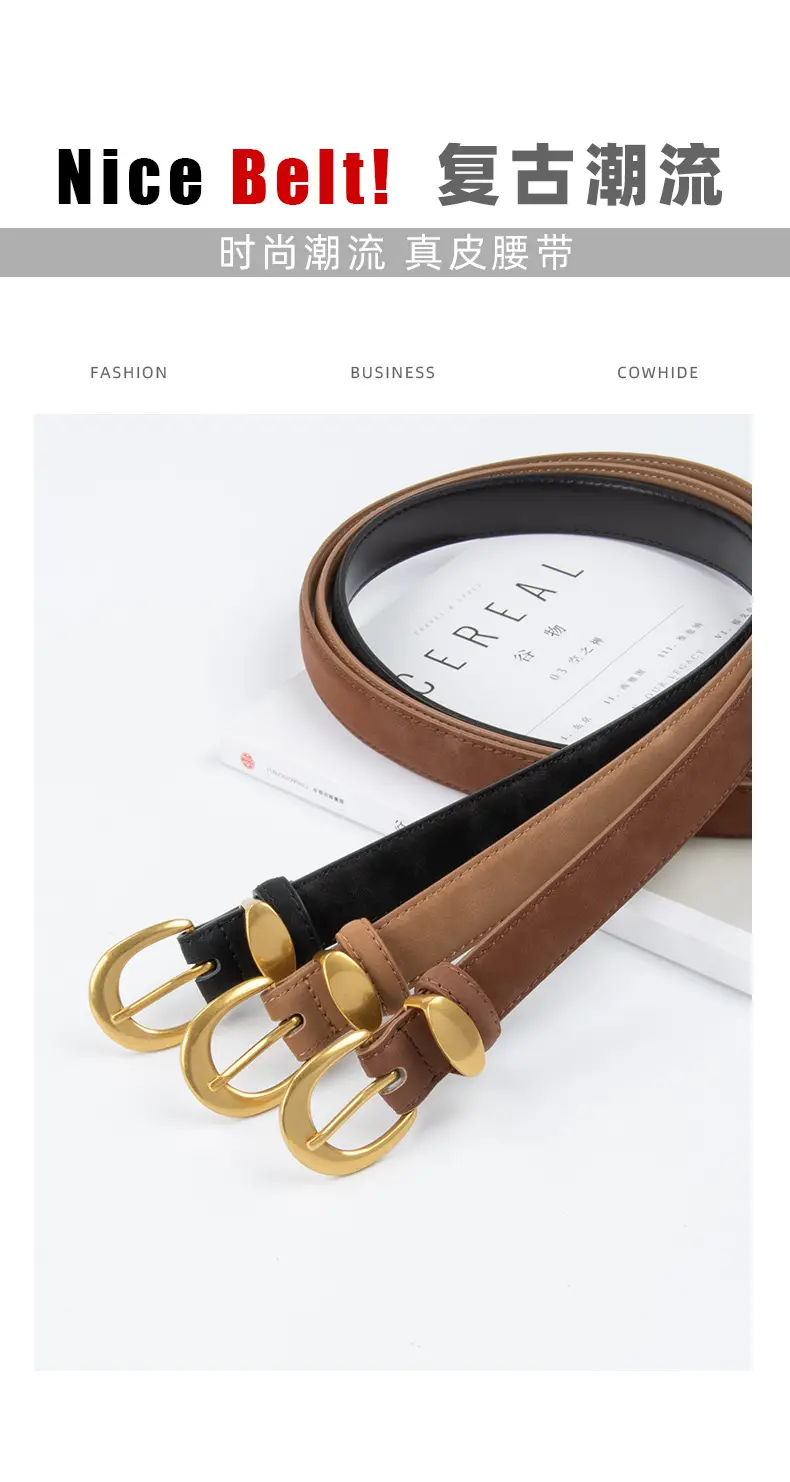 Vintage Frosted Leather Belt for Women — feature 4
