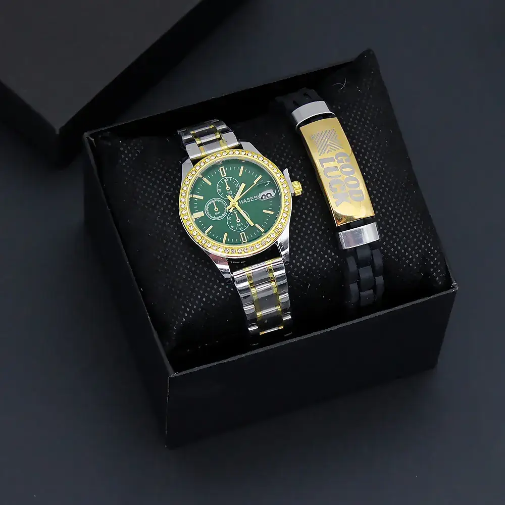 Gold Plated Women's Quartz Watch with Bracelet Set - Image 15