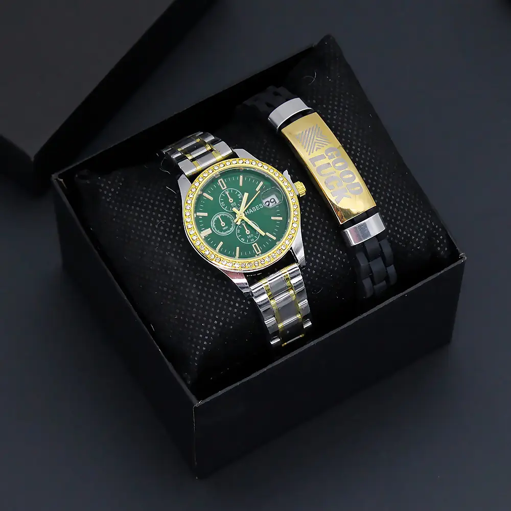 Gold Plated Women's Quartz Watch with Bracelet Set — feature 3