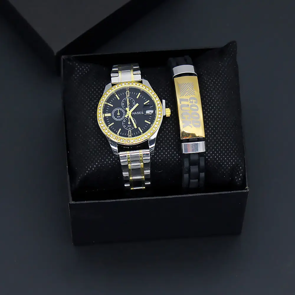 Gold Plated Women's Quartz Watch with Bracelet Set — feature 4