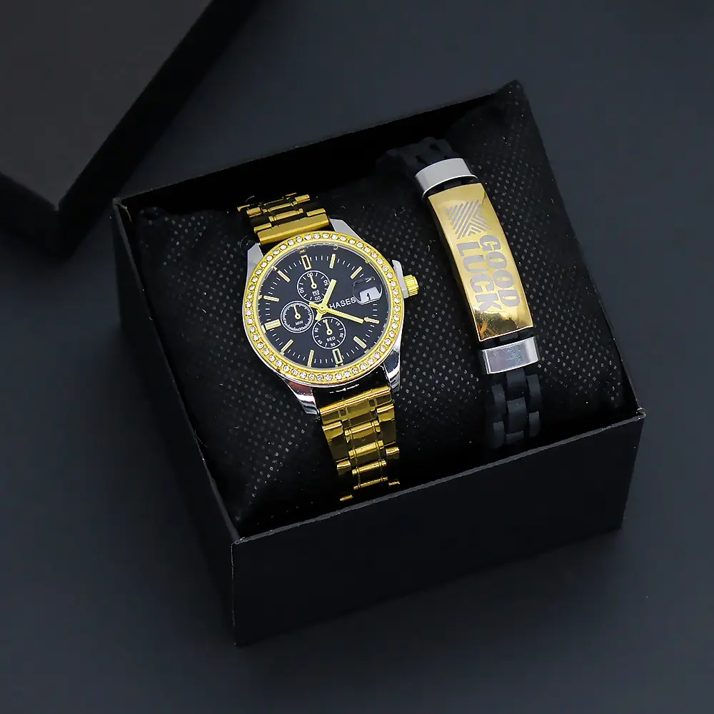 Gold Plated Women's Quartz Watch with Bracelet Set — feature 6