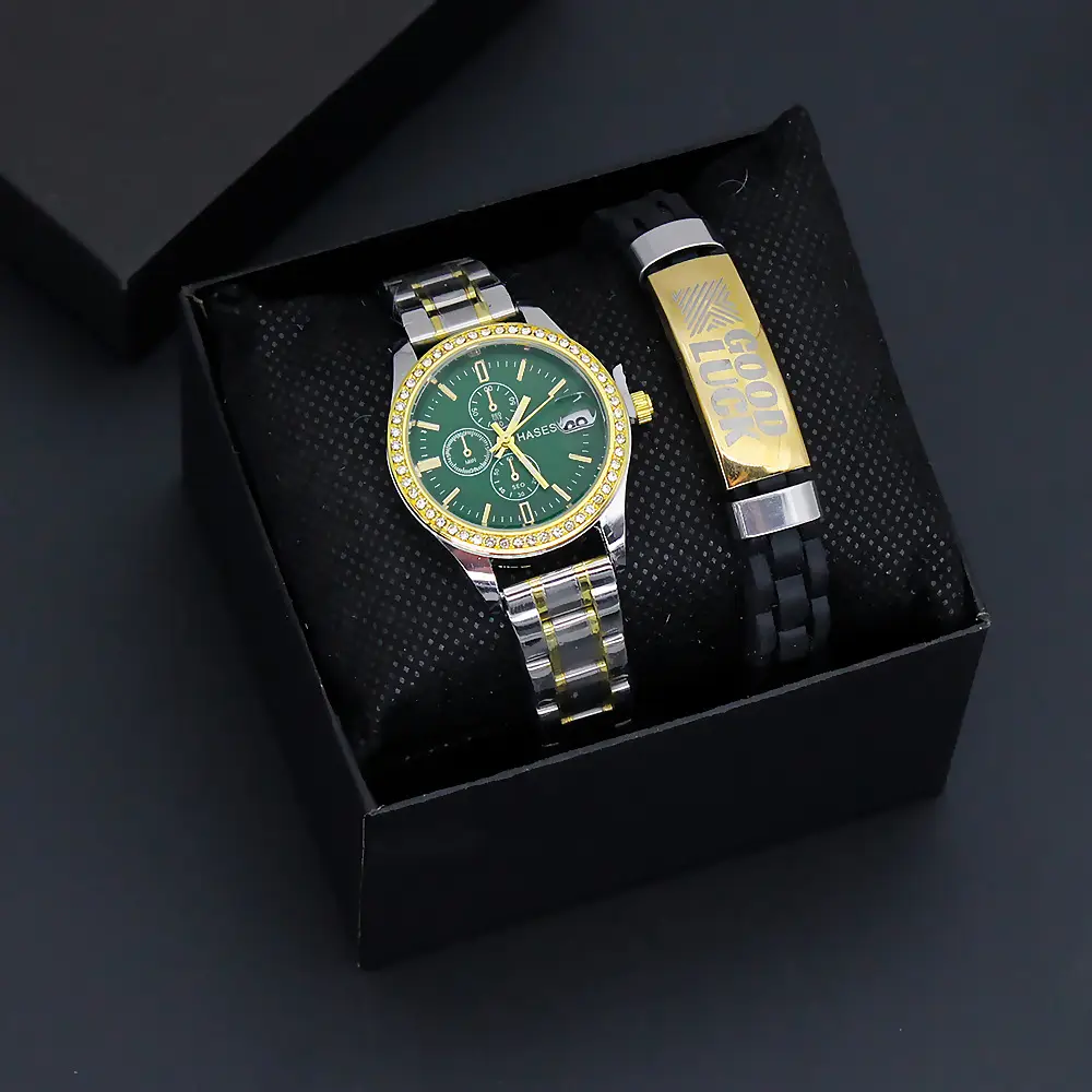 Gold Plated Women's Quartz Watch with Bracelet Set — feature 7