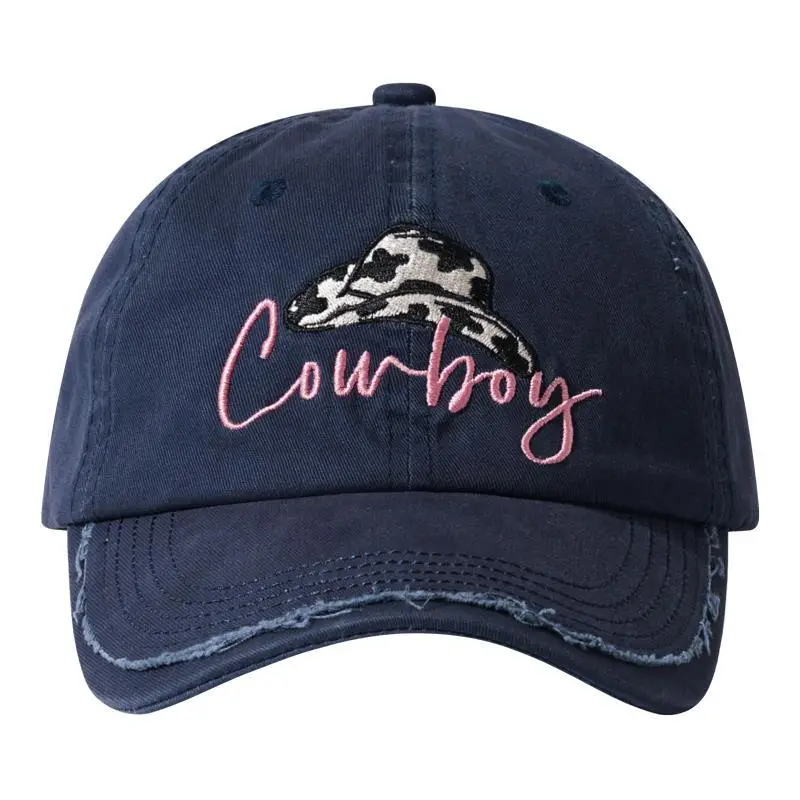 Women Cowboy Embroidered Cap Blue - Image 11