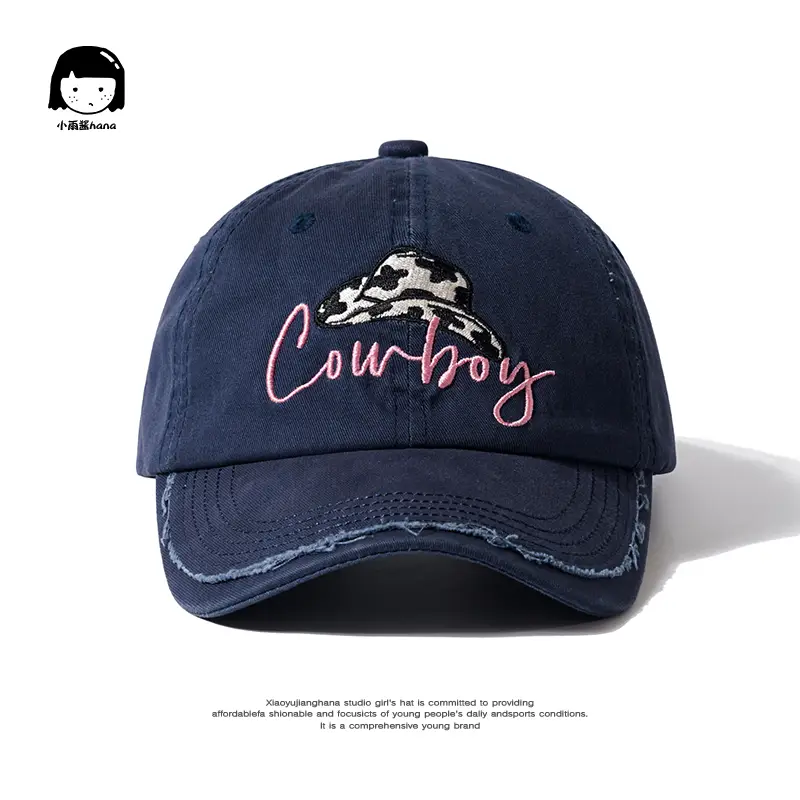 Women Cowboy Embroidered Cap Blue - Image 4