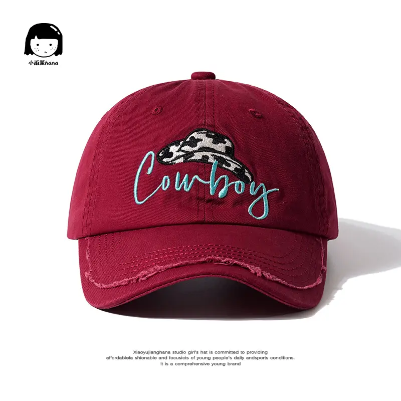 Women Cowboy Embroidered Cap Blue - Image 5