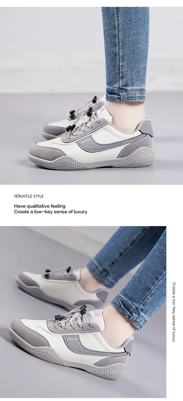 Women's 2025 Spring Sneakers White Grey Comfortable Casual — feature 14
