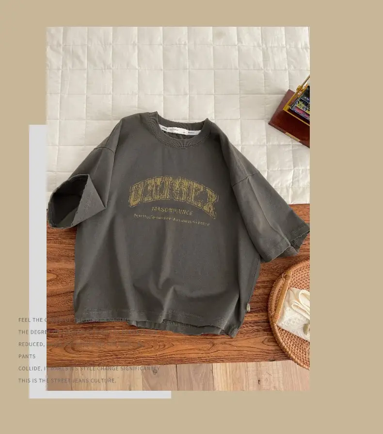Spr. Kids Boys Letter T-Shirt Grey 2026 — feature 7