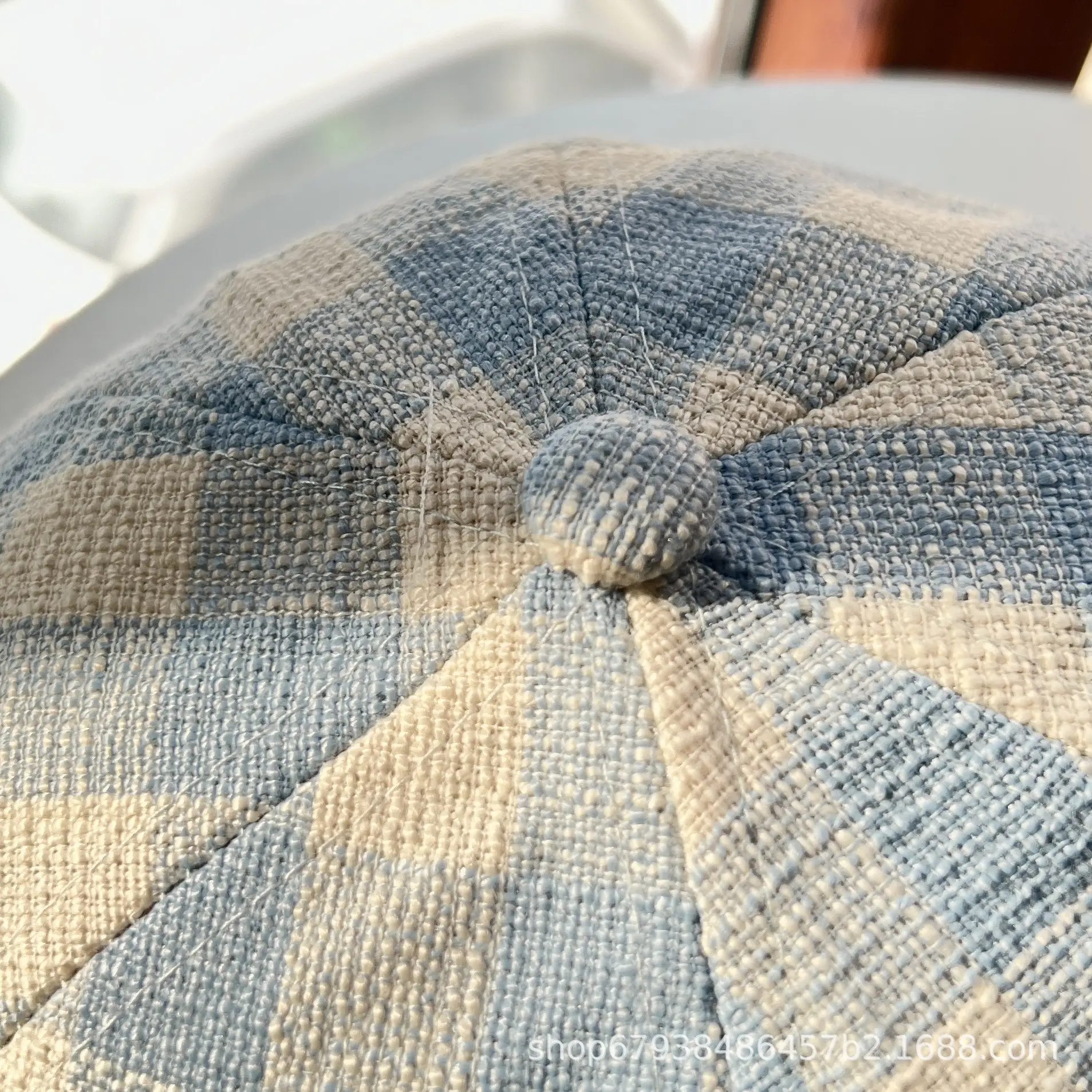 Women's Blue Bow Cap Pure Cotton Four Season Large Bristle — feature 20