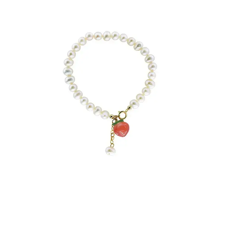 Peach Pearl Bracelet for Women Vintage Style - Image 7